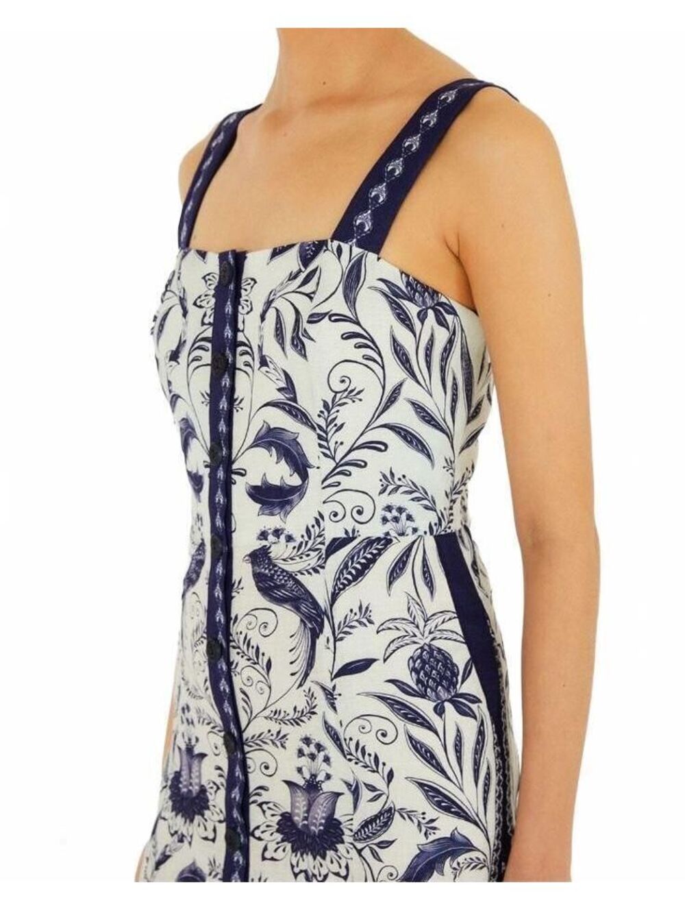 Farm Rio Nina Mini Dress with Navy Blue Floral Print, Size XL NWT